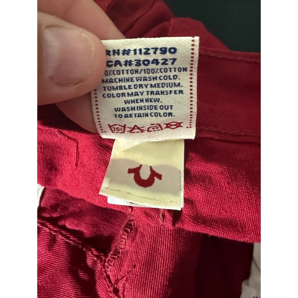 True Religion Billy Big T Jeans 32 Red NEW Urban Cow‎ Straight Leg USA Made